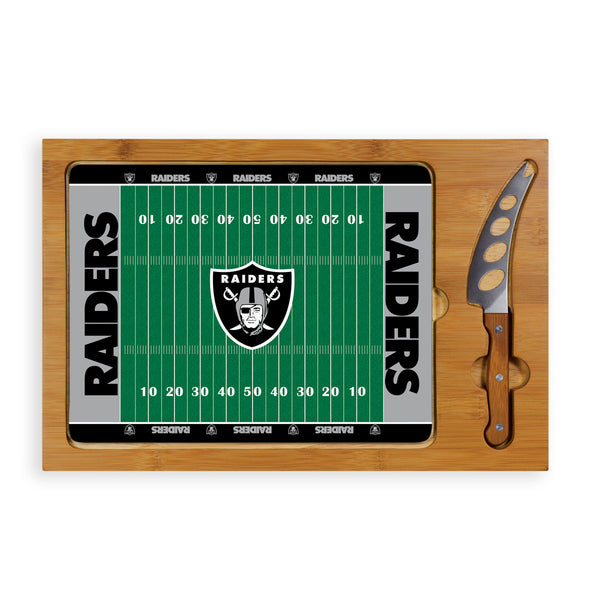 Las Vegas Raiders Football Field - Icon Glass Top Cutting Board & Knife Set