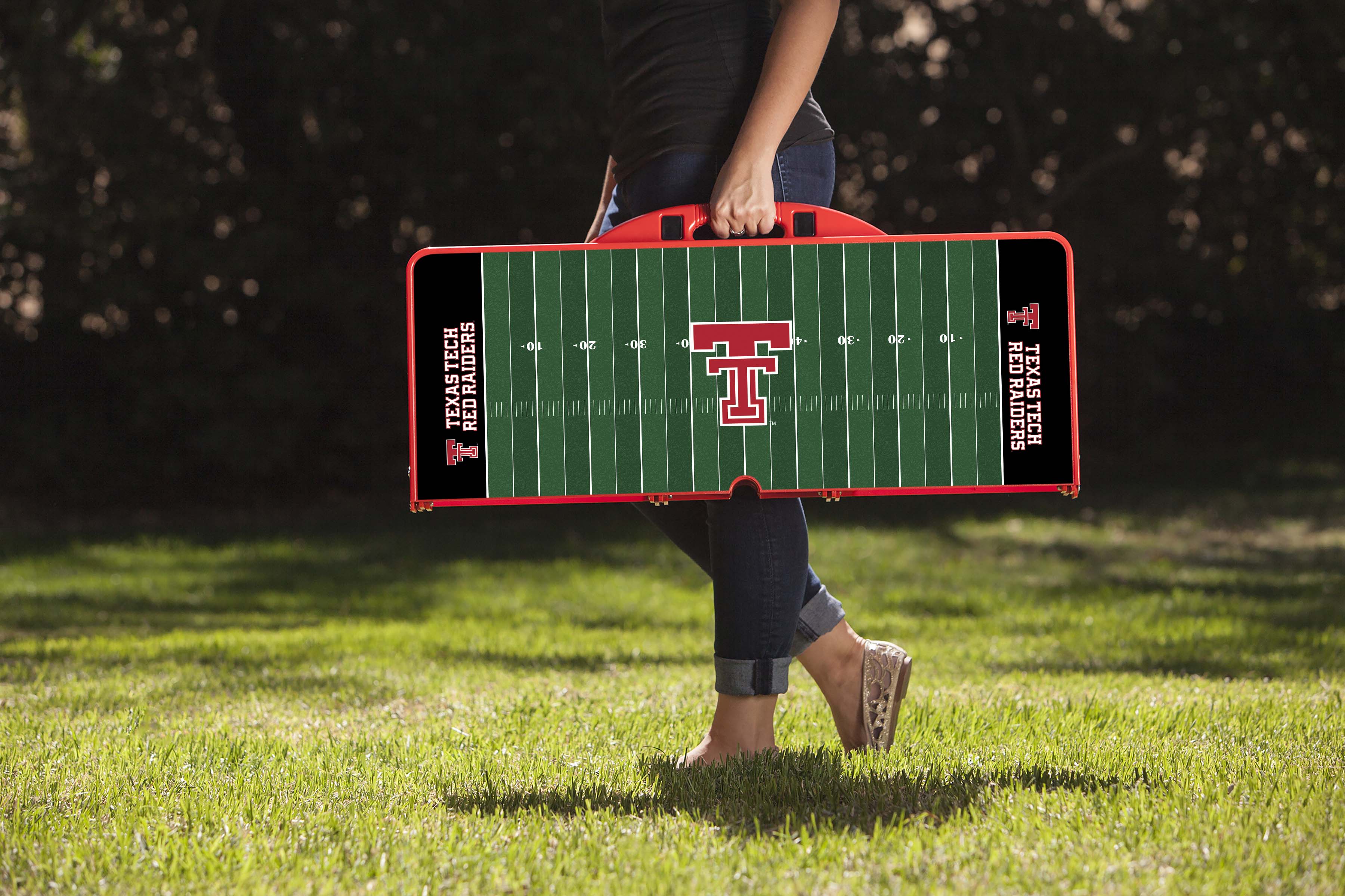 Texas Tech Red Raiders Football Field - Picnic Table Portable Folding Table with Seats