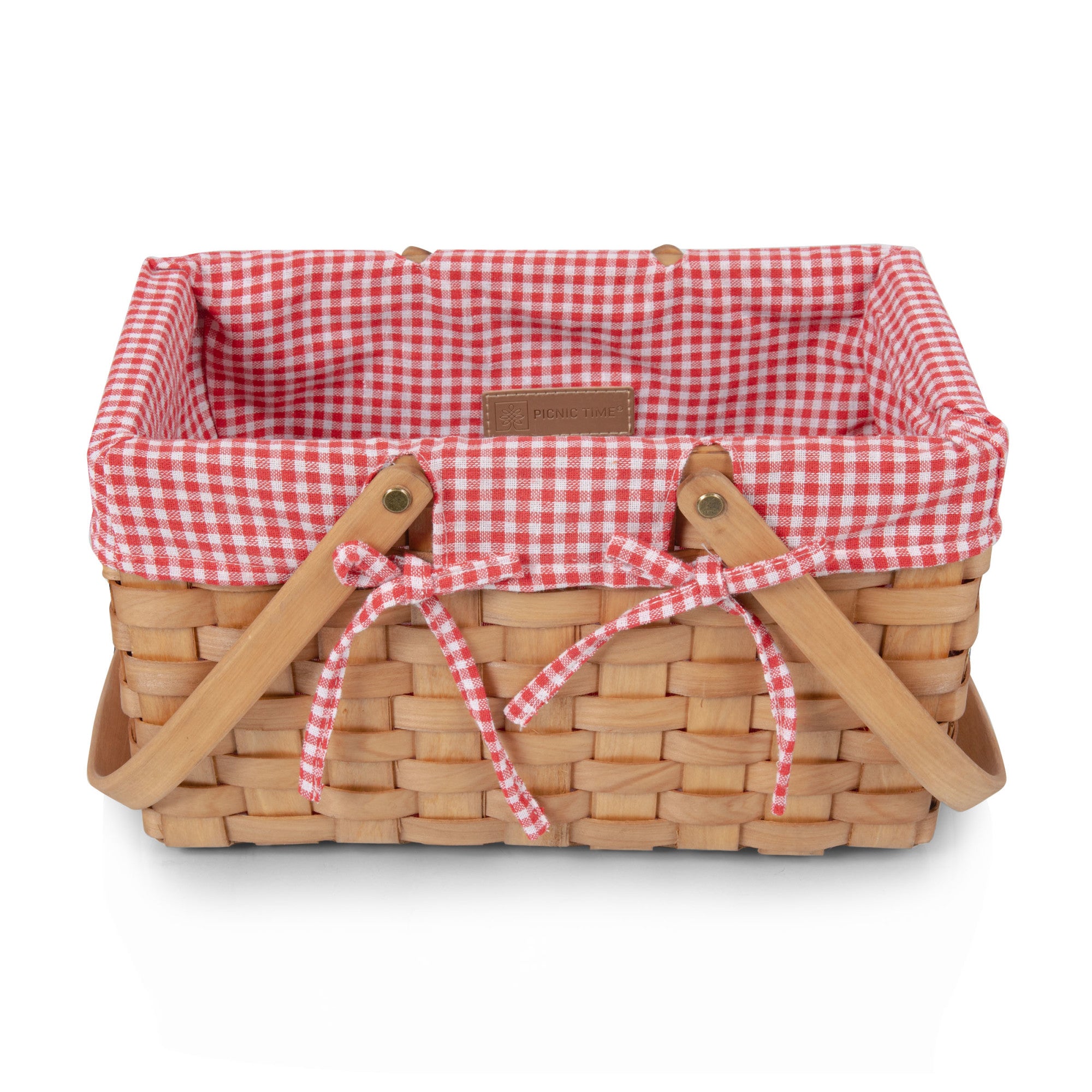 Farmhouse Basket - Red and White Gingham Basket Empty