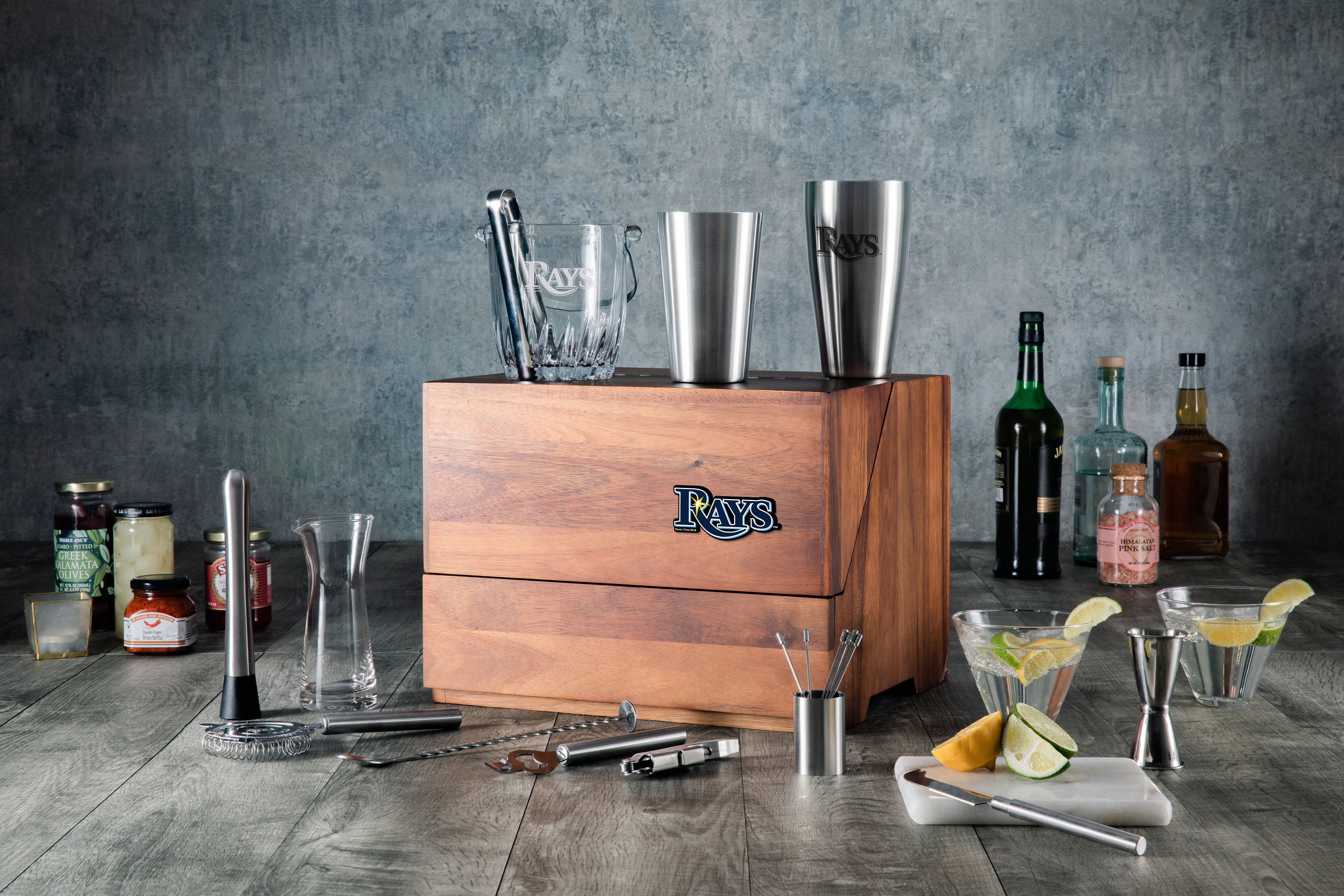 Tampa Bay Rays - Madison Acacia Tabletop Bar Set