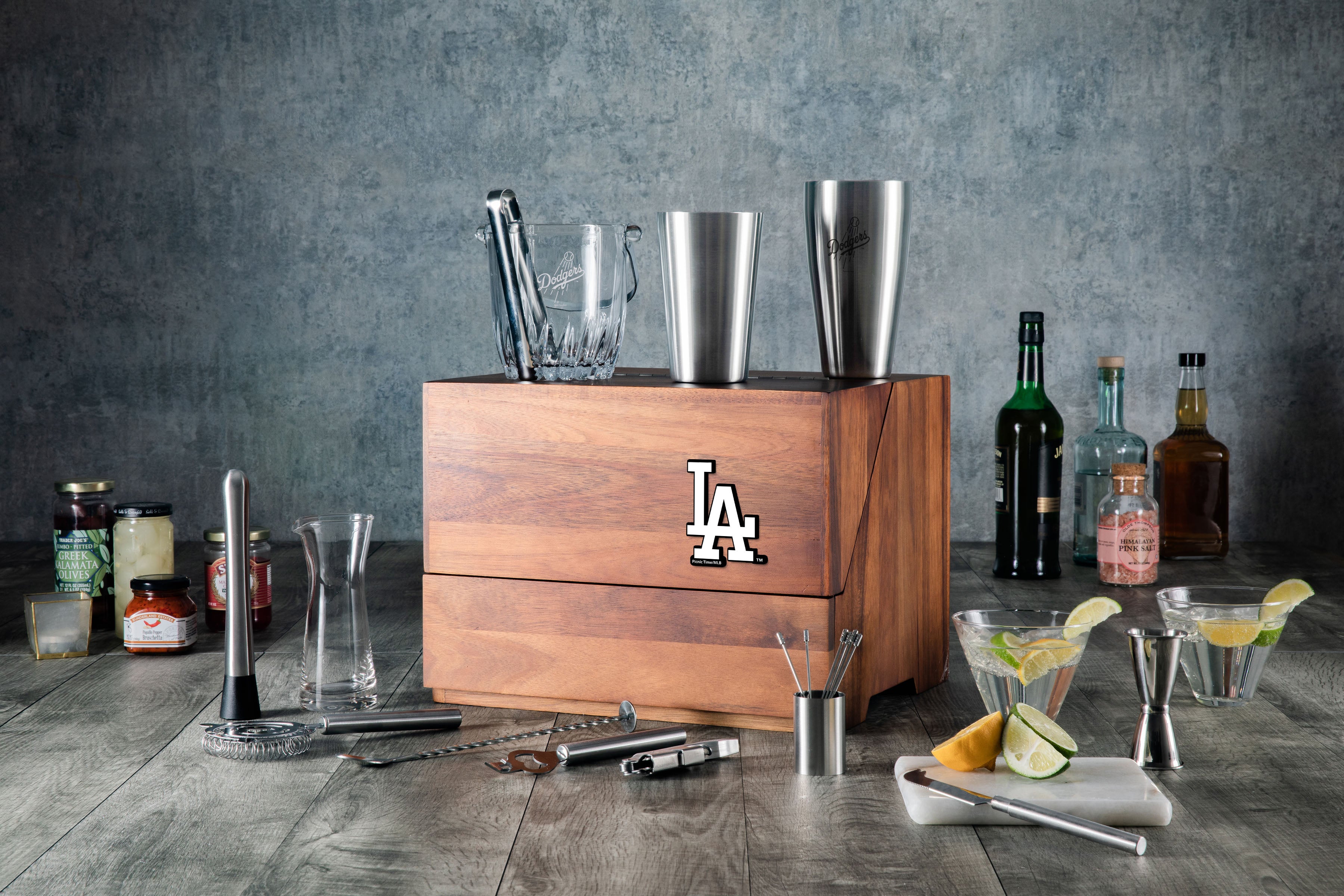 Los Angeles Dodgers - Madison Acacia Tabletop Bar Set