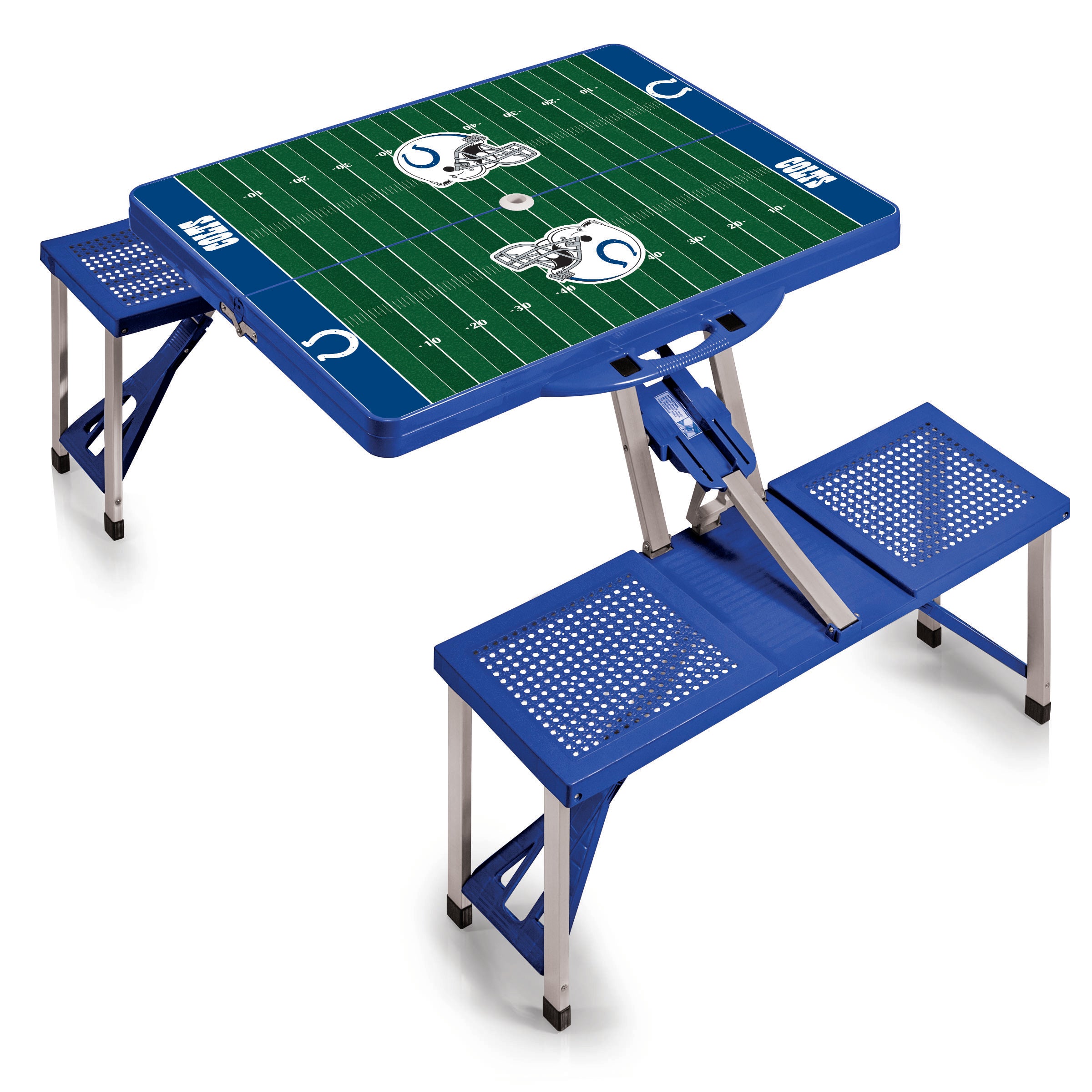 Indianapolis Colts - Picnic Table Portable Folding Table with Seats and Umbrella