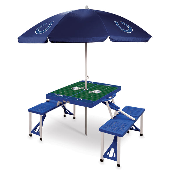 Indianapolis Colts - Picnic Table Portable Folding Table with Seats and Umbrella