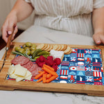 America250 Multiple Red, White, Blue - Ventana Tempered Glass and Acacia Cheese Board and Knife Set