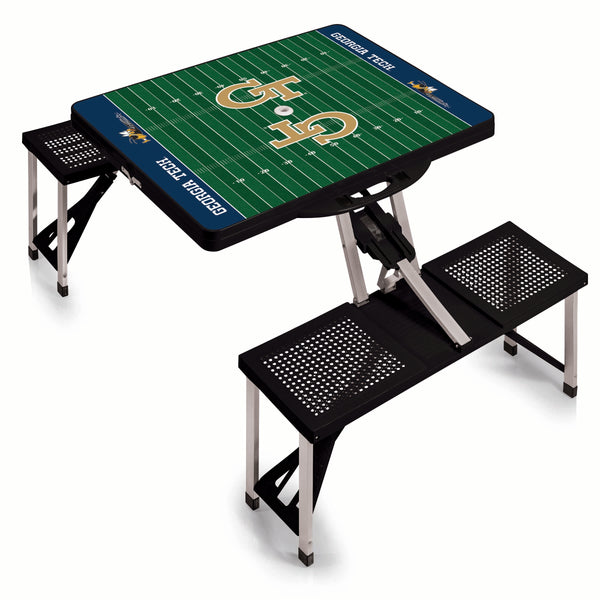 Georgia Tech Yellow Jackets Football Field - Picnic Table Portable Folding Table with Seats