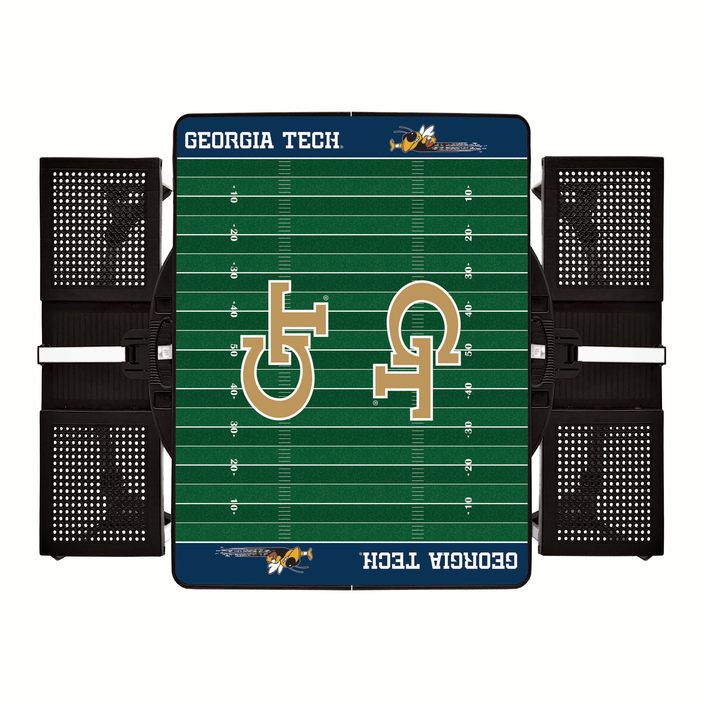 Georgia Tech Yellow Jackets Football Field - Picnic Table Portable Folding Table with Seats