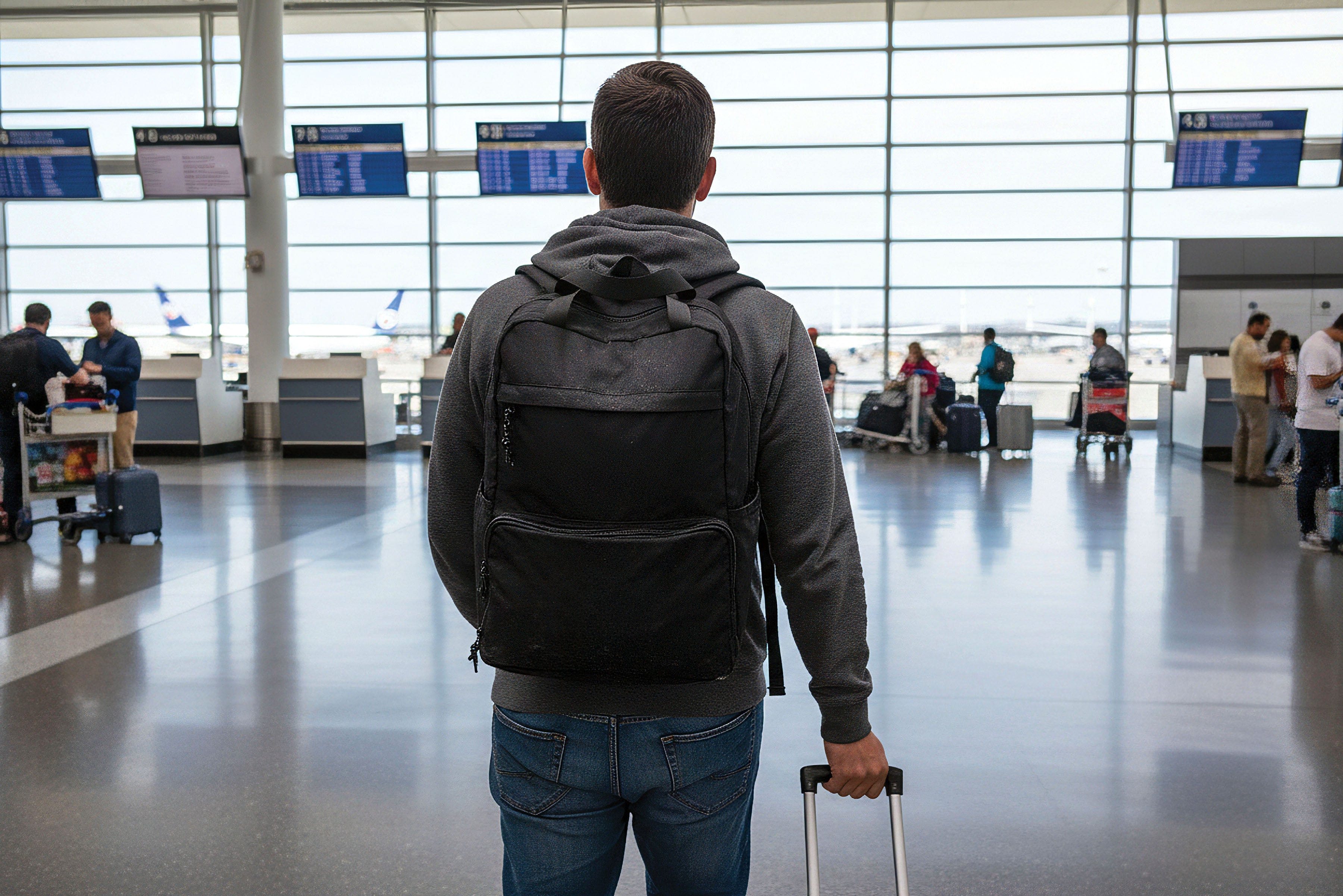 Travel Convertible Backpack with Cooler - Black