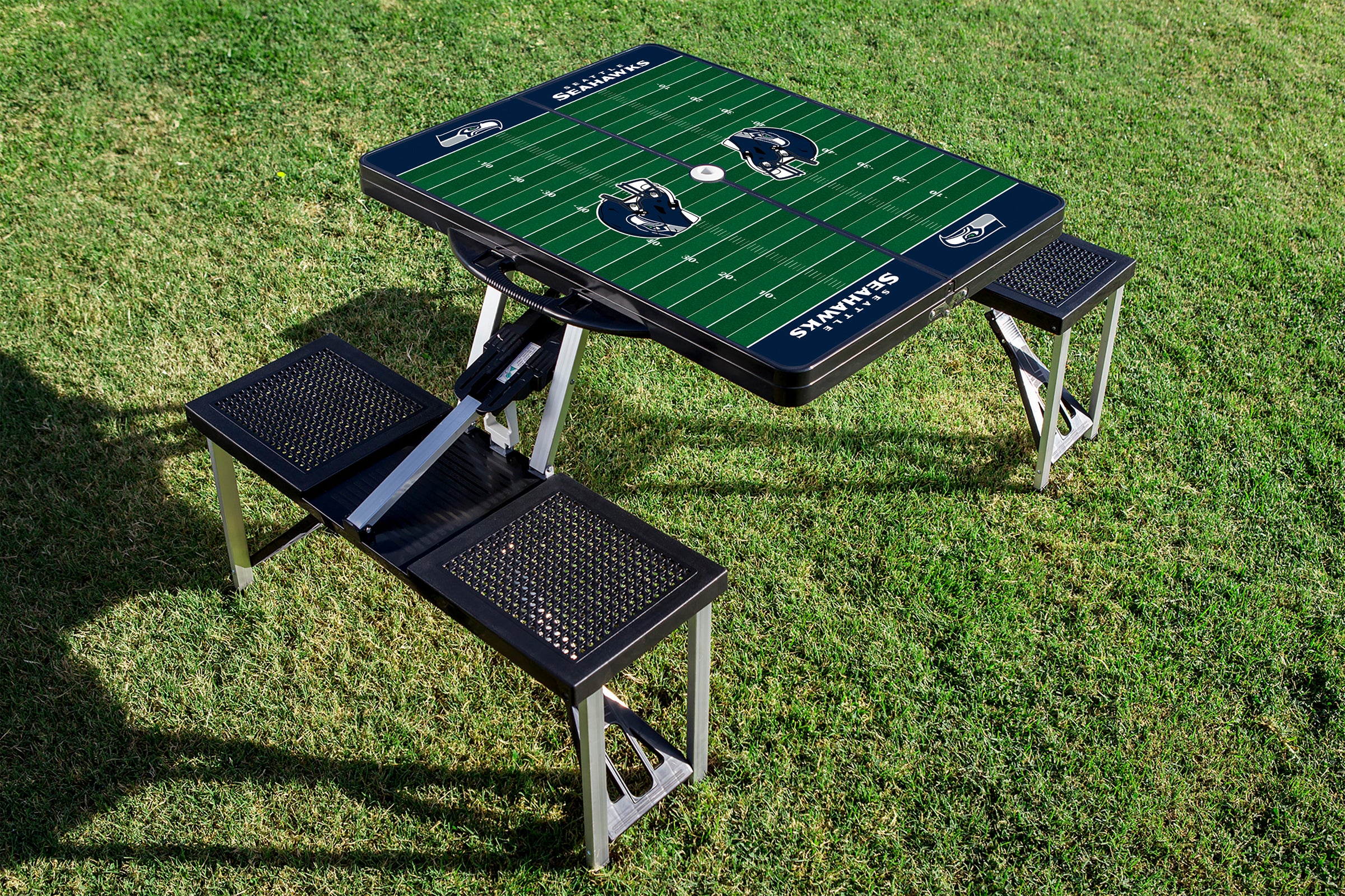 Seattle Seahawks Football Field - Picnic Table Portable Folding Table with Seats