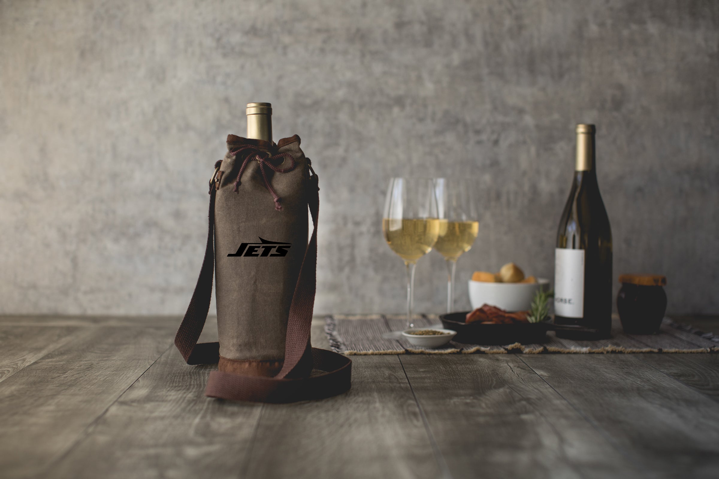 New York Jets - Waxed Canvas Wine Tote