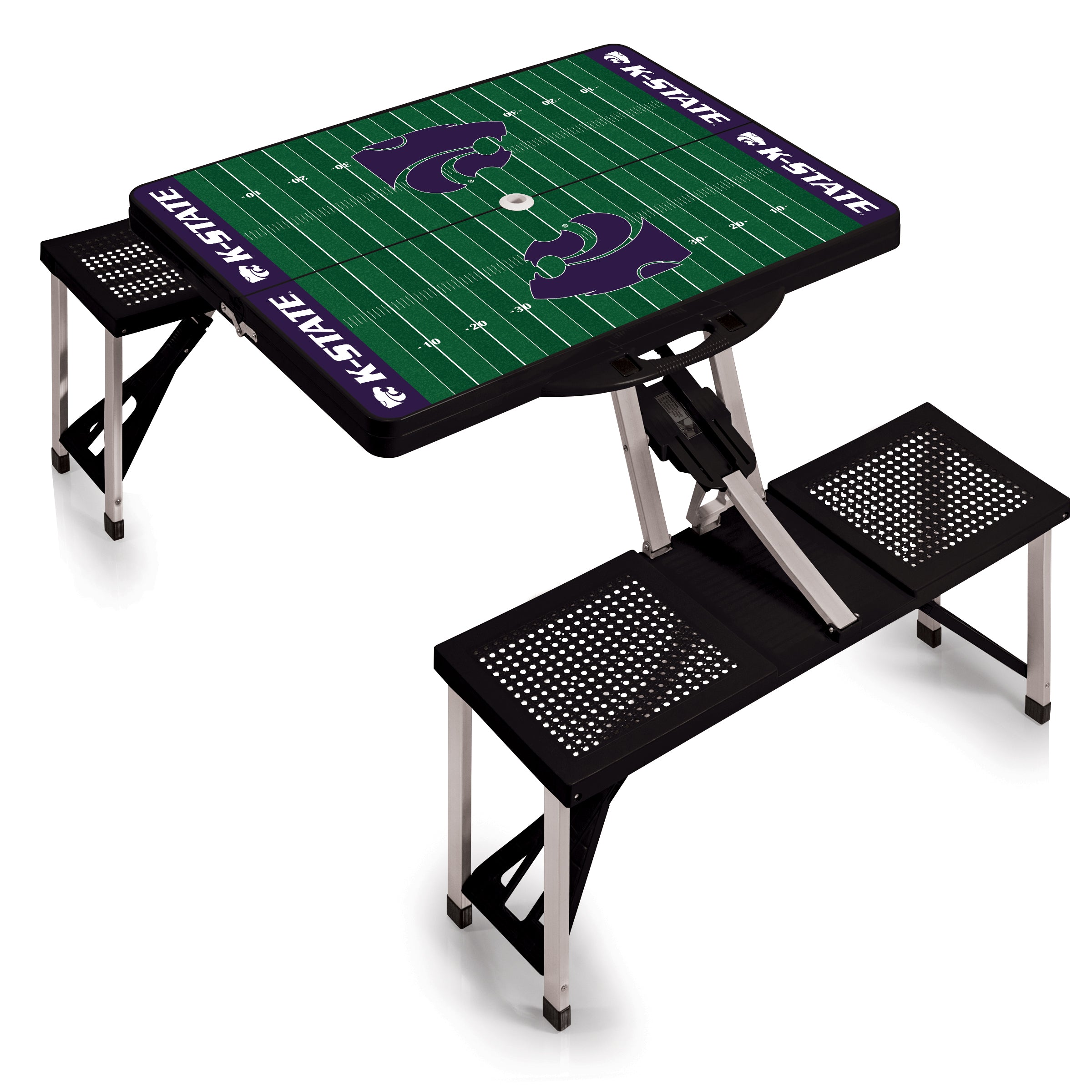 Kansas State Wildcats Football Field - Picnic Table Portable Folding Table with Seats