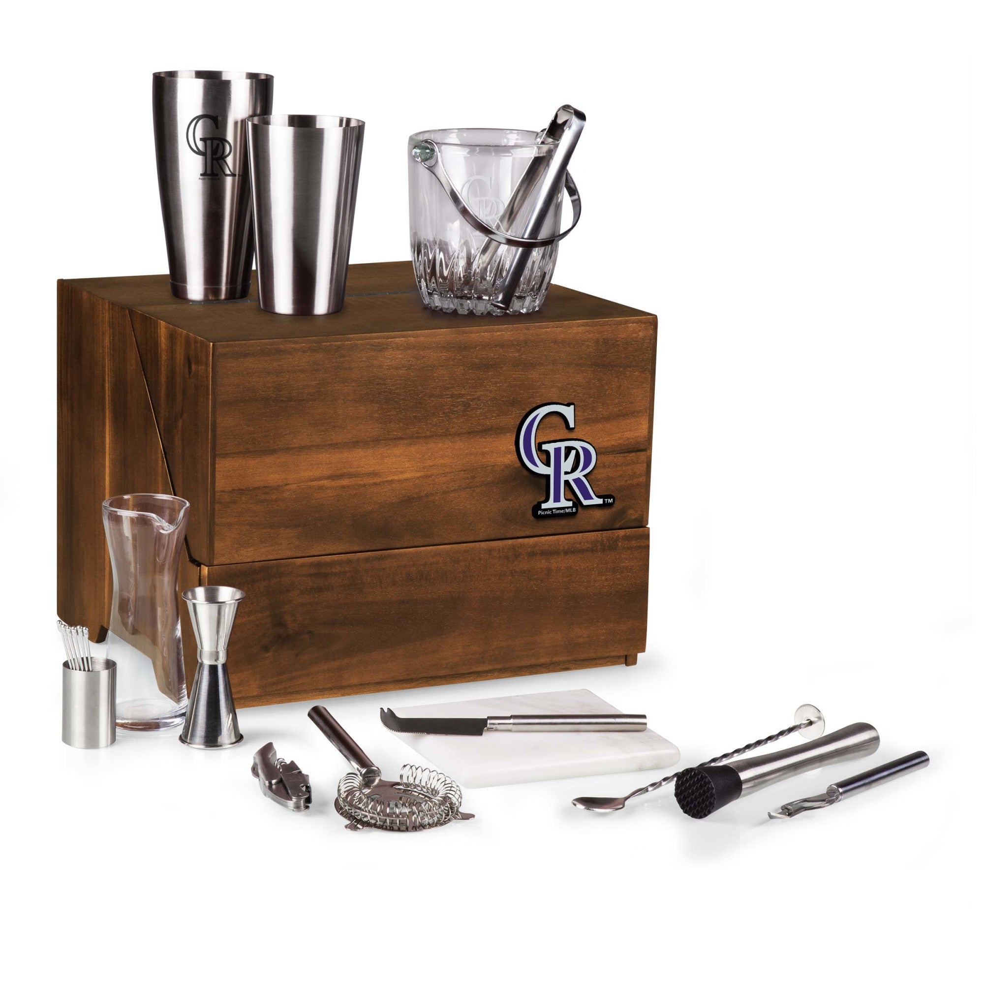 Colorado Rockies - Madison Acacia Tabletop Bar Set