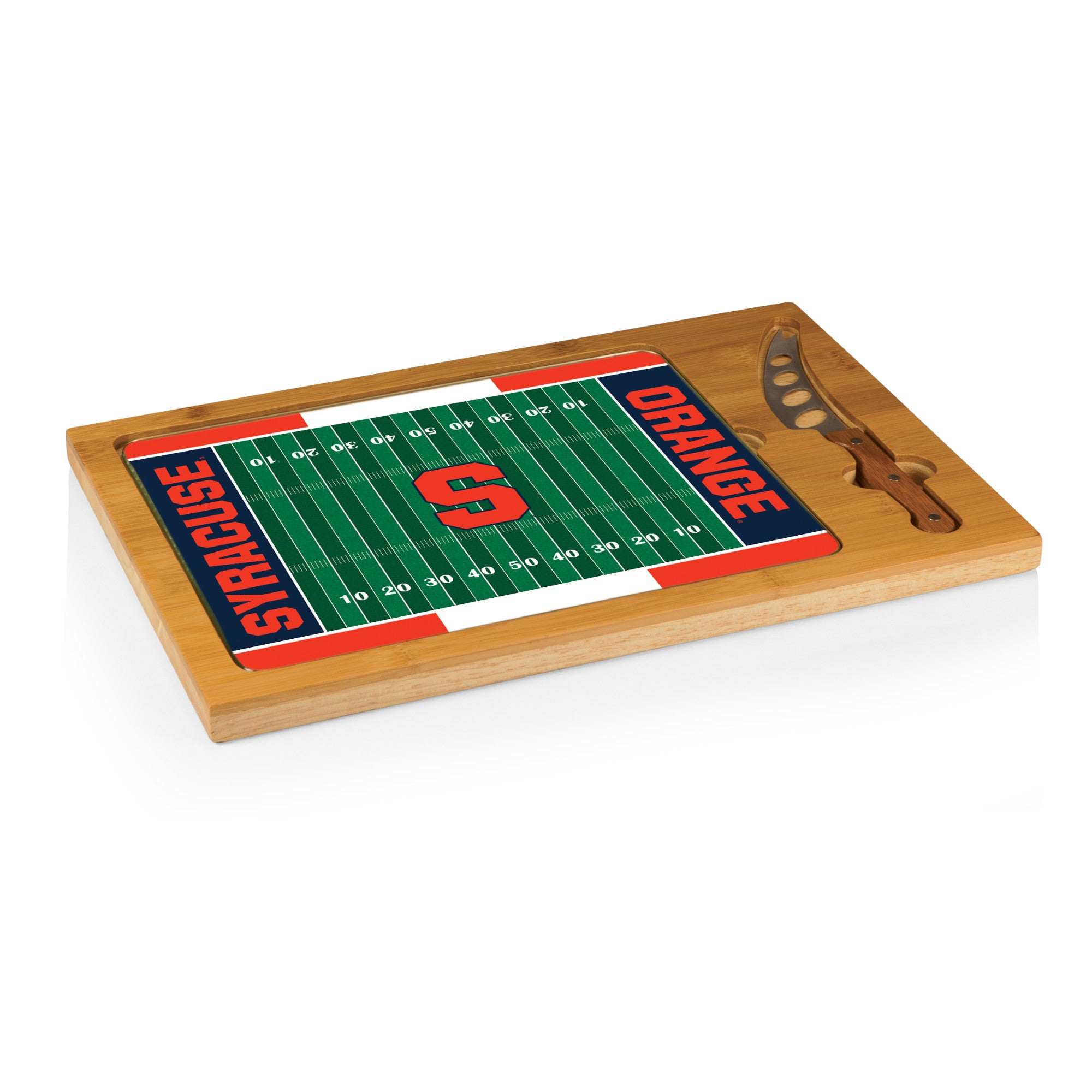 Syracuse Orange Football Field - Icon Glass Top Cutting Board & Knife Set