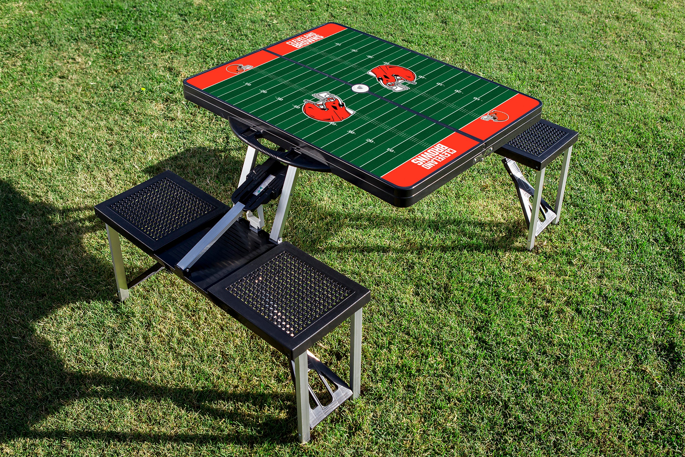 Cleveland Browns Football Field - Picnic Table Portable Folding Table with Seats