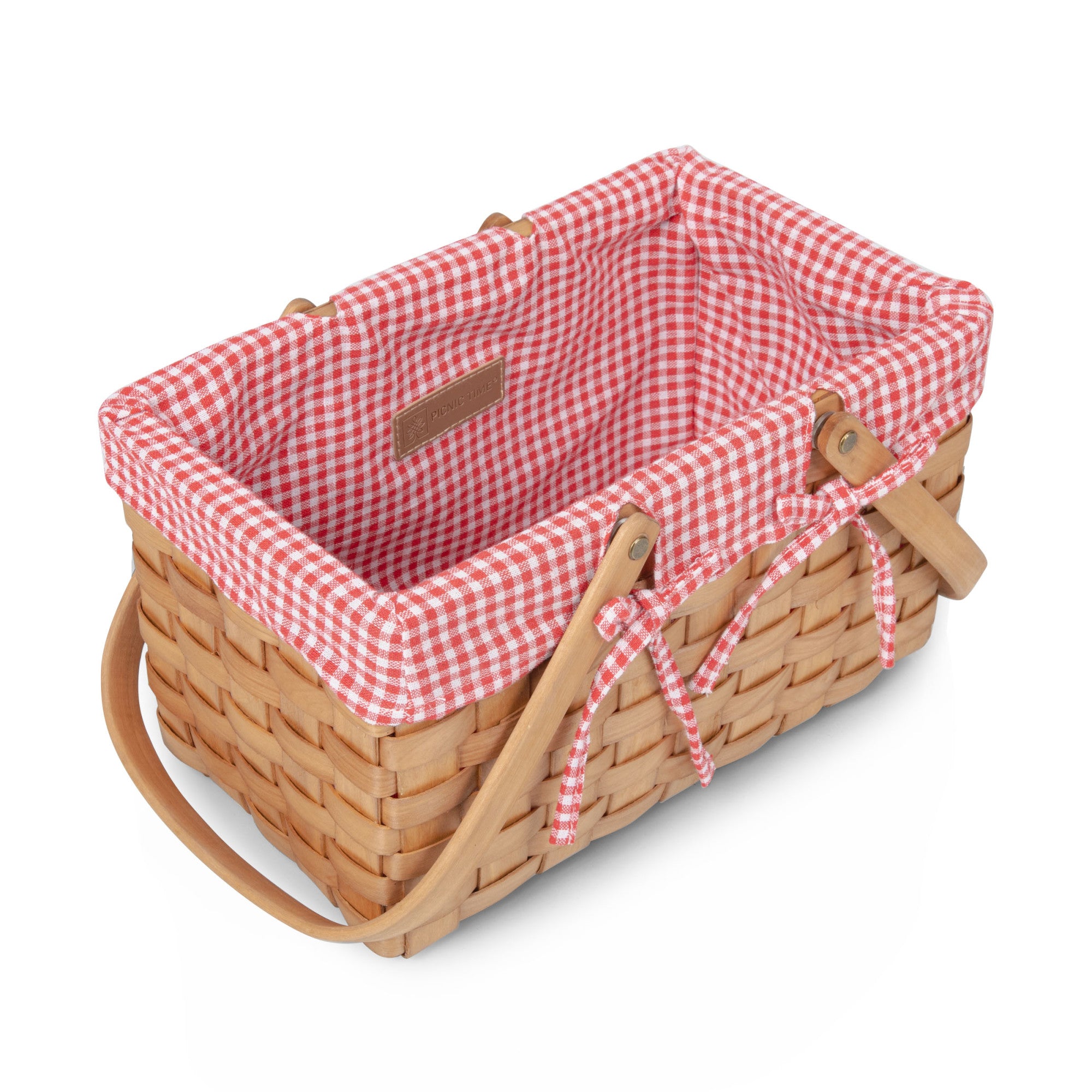 Farmhouse Basket - Red and White Gingham Basket Empty