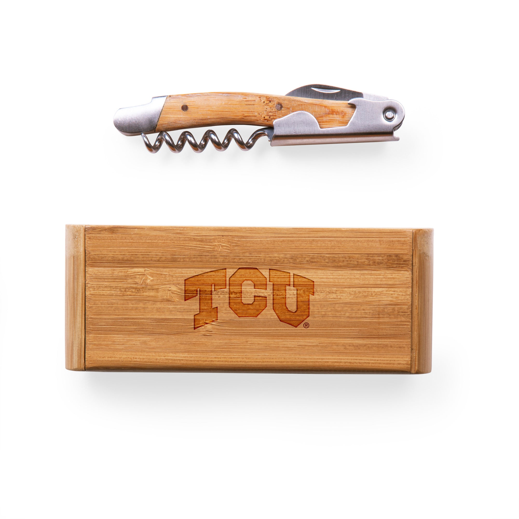 TCU Horned Frogs - Elan Deluxe Corkscrew In Bamboo Box