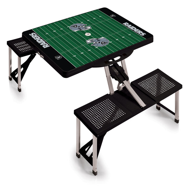 Las Vegas Raiders Football Field - Picnic Table Portable Folding Table with Seats