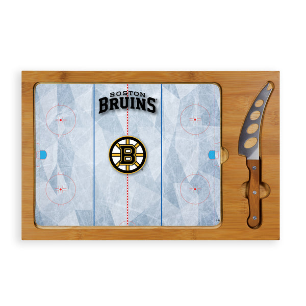 Boston Bruins Hockey Rink - Icon Glass Top Cutting Board & Knife Set