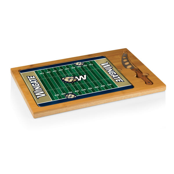 Wingate University Bulldogs - Icon Glass Top Cutting Board & Knife Set