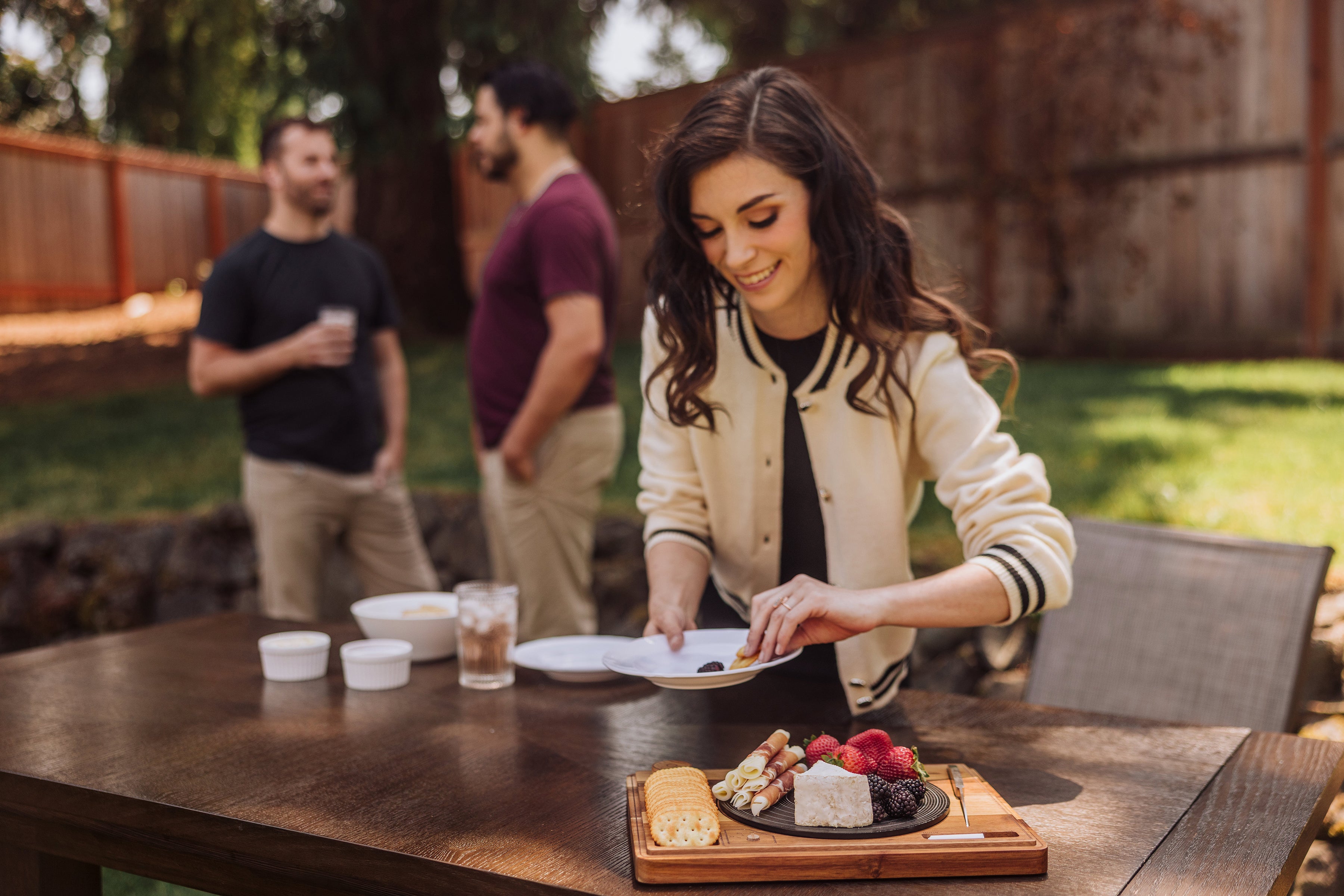 Turntable Acacia and Slate Cheese Board with Knife