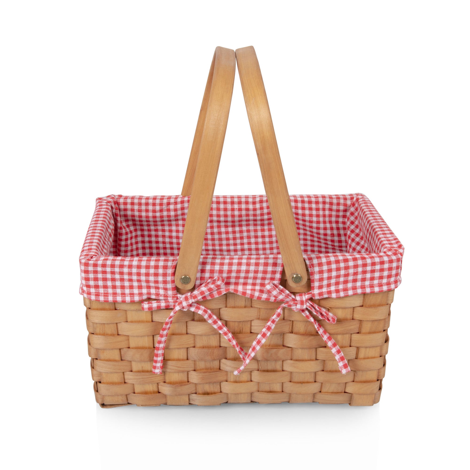 Farmhouse Basket - Red and White Gingham Basket Empty