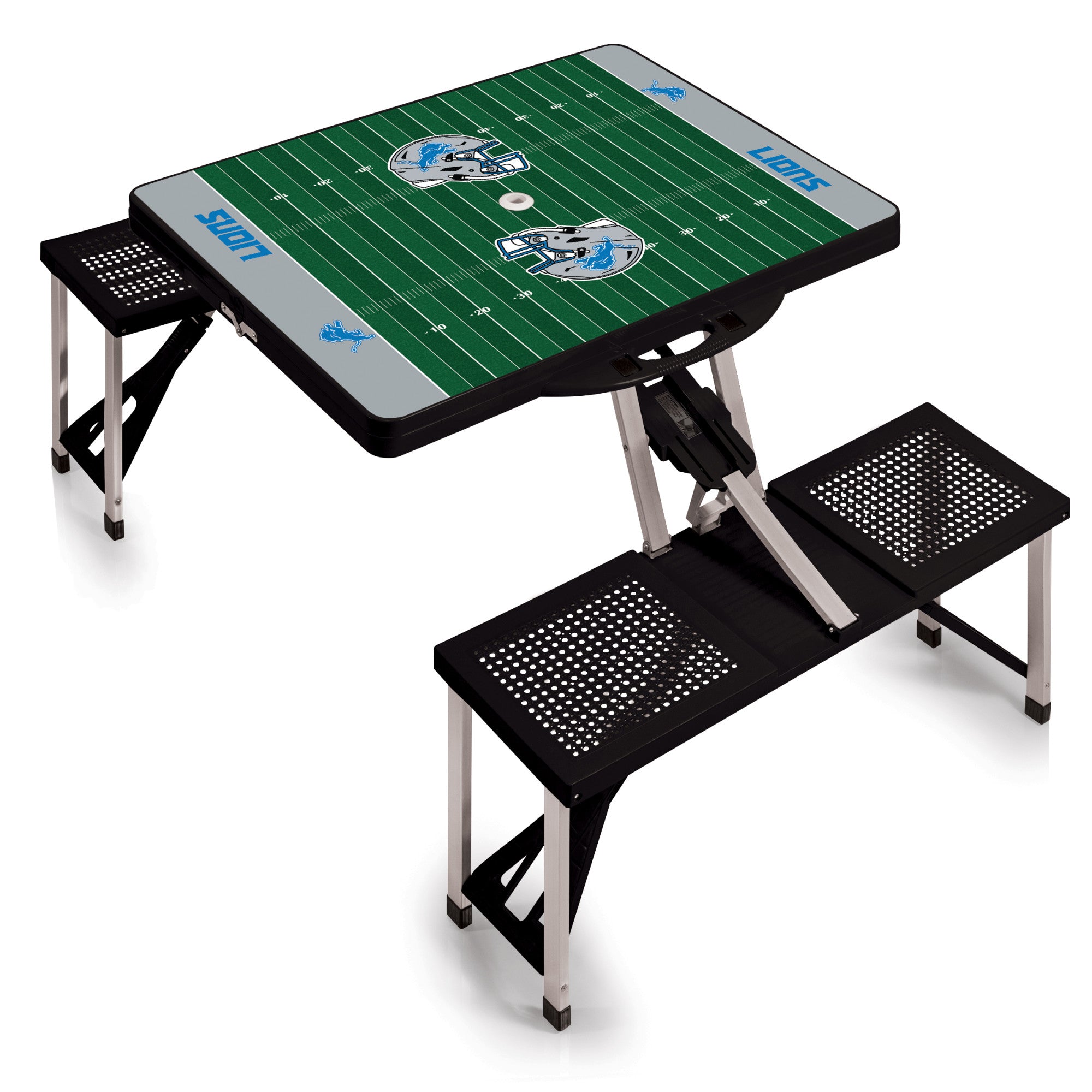 Detroit Lions - Picnic Table Portable Folding Table with Seats and Umbrella