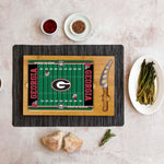 Georgia Bulldogs Football Field - Icon Glass Top Cutting Board & Knife Set