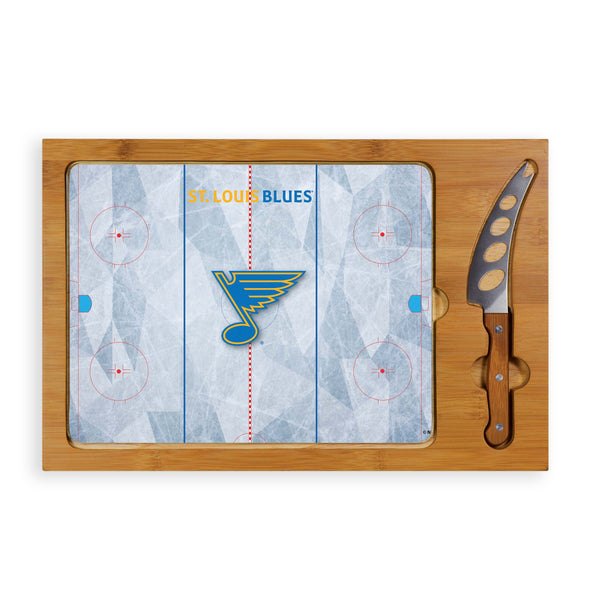 St Louis Blues Hockey Rink - Icon Glass Top Cutting Board & Knife Set