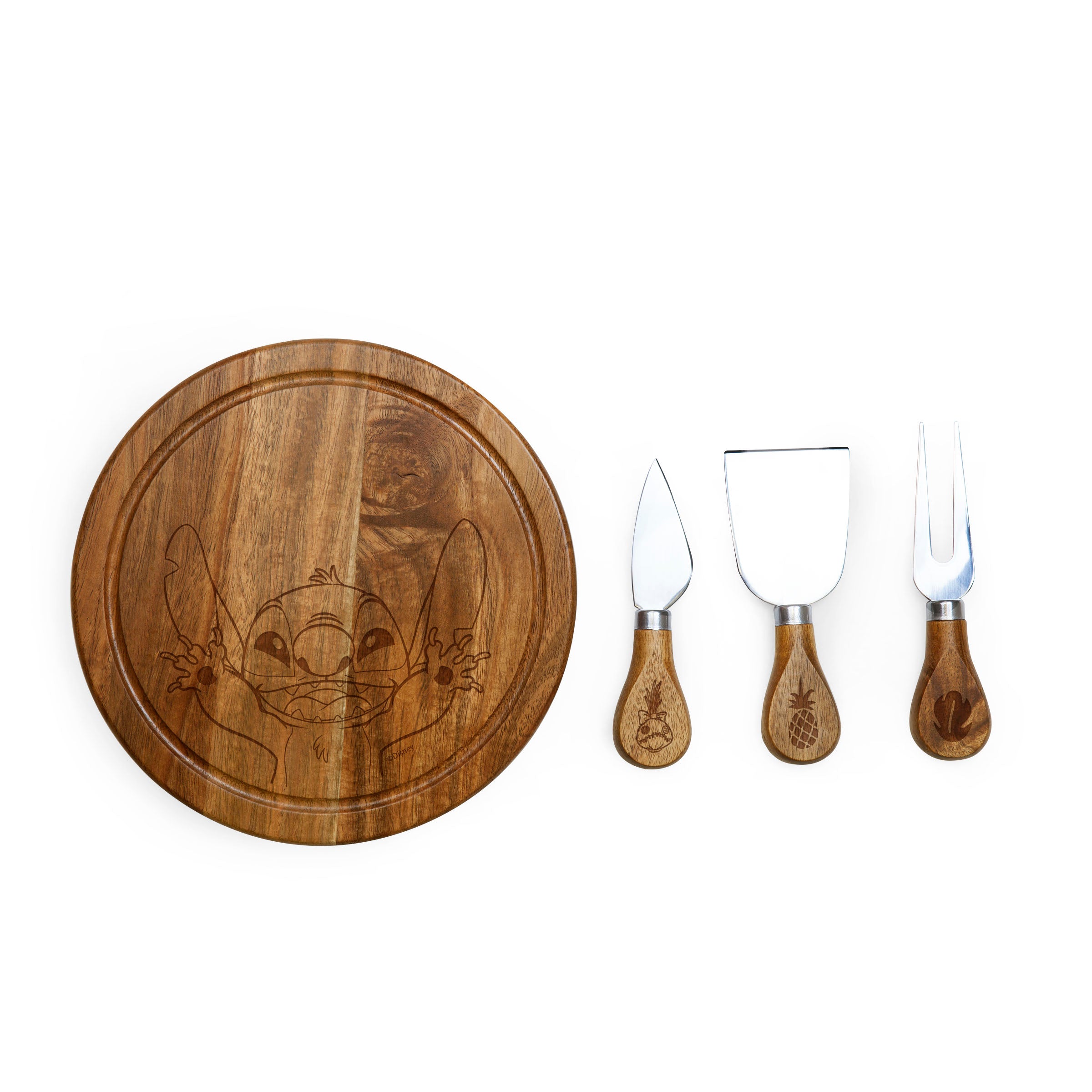 Lilo & Stitch Hands Raised - Acacia Brie Cheese Cutting Board & Tools Set