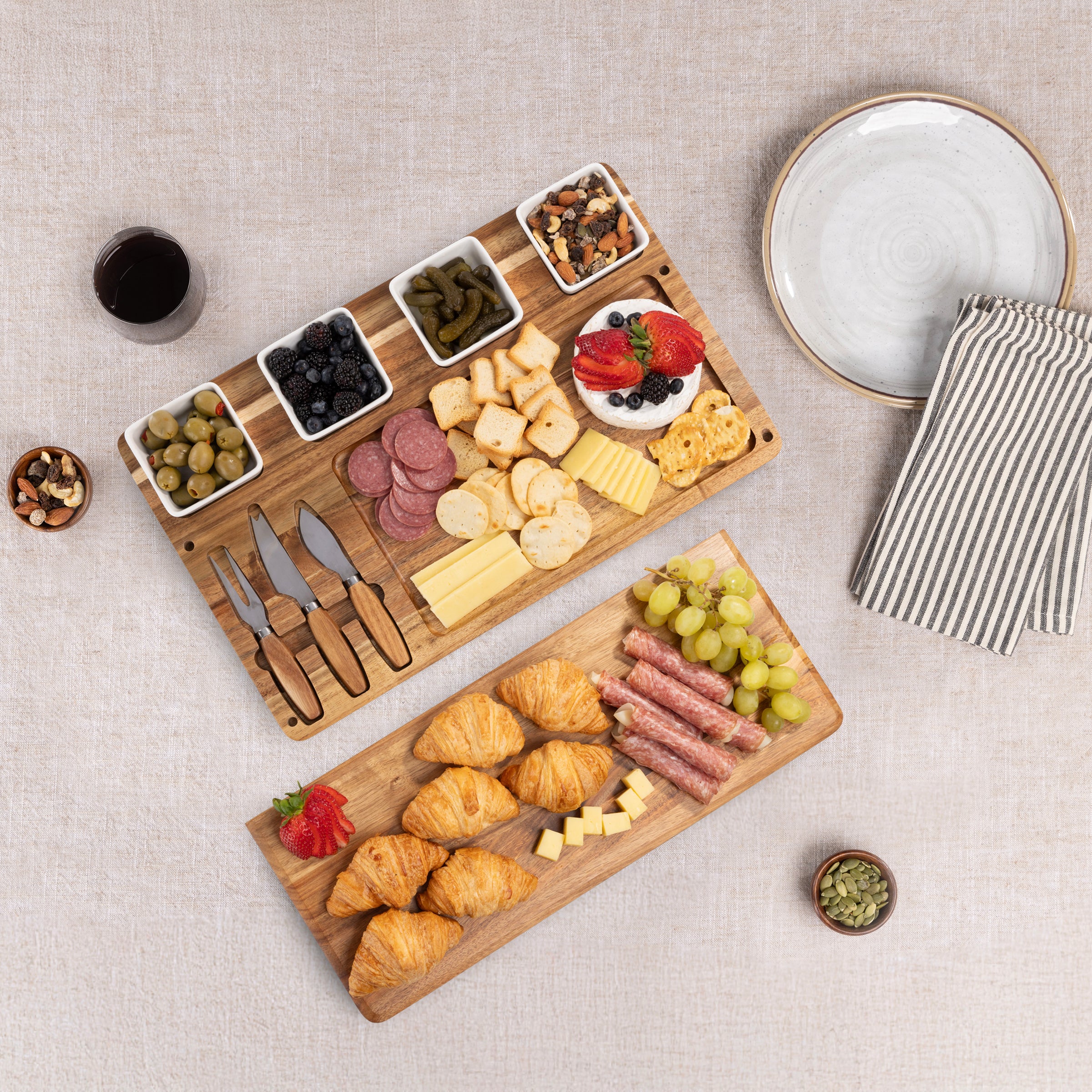 Picada - Acacia Tapas Board with Ceramic Bowls