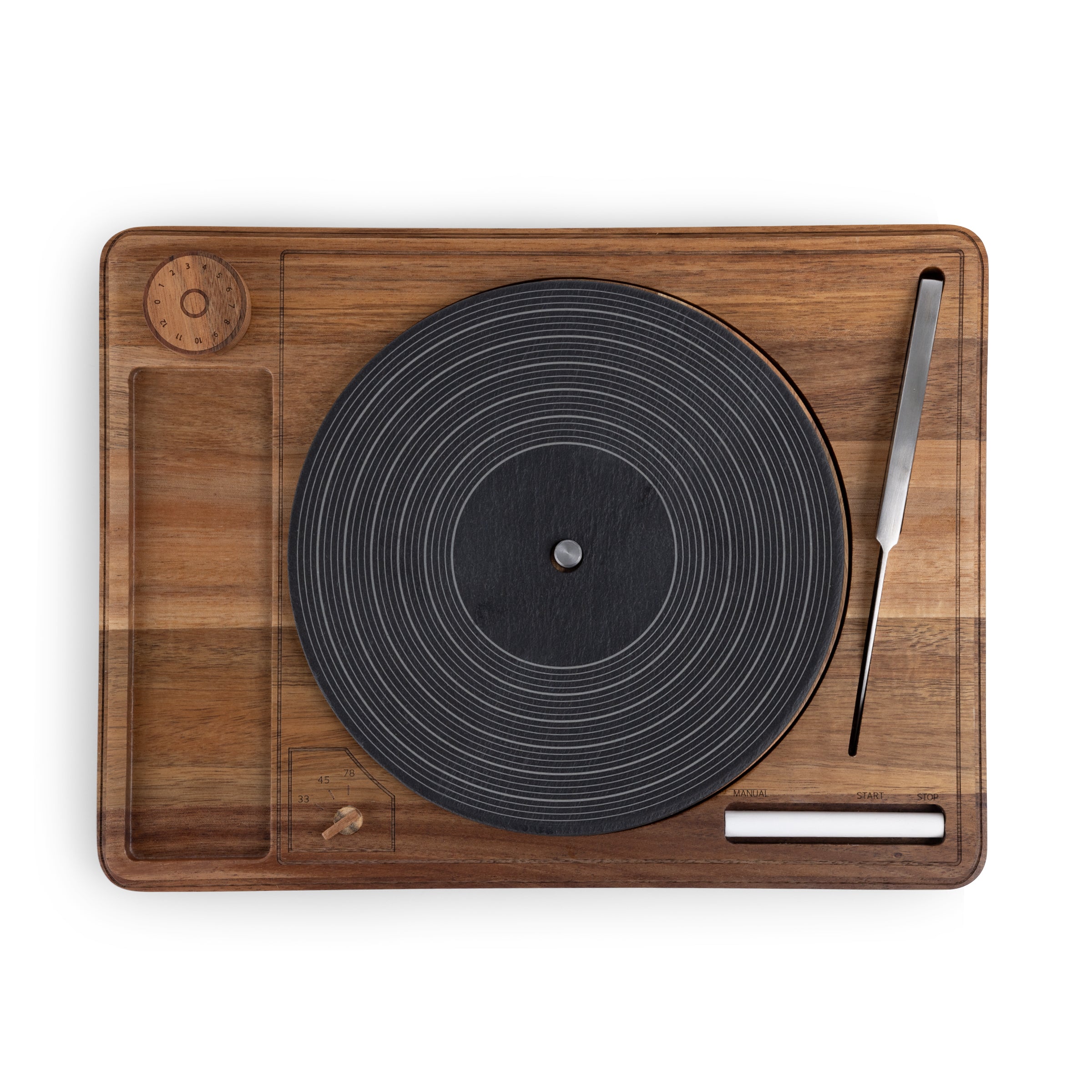 Turntable Acacia and Slate Cheese Board with Knife