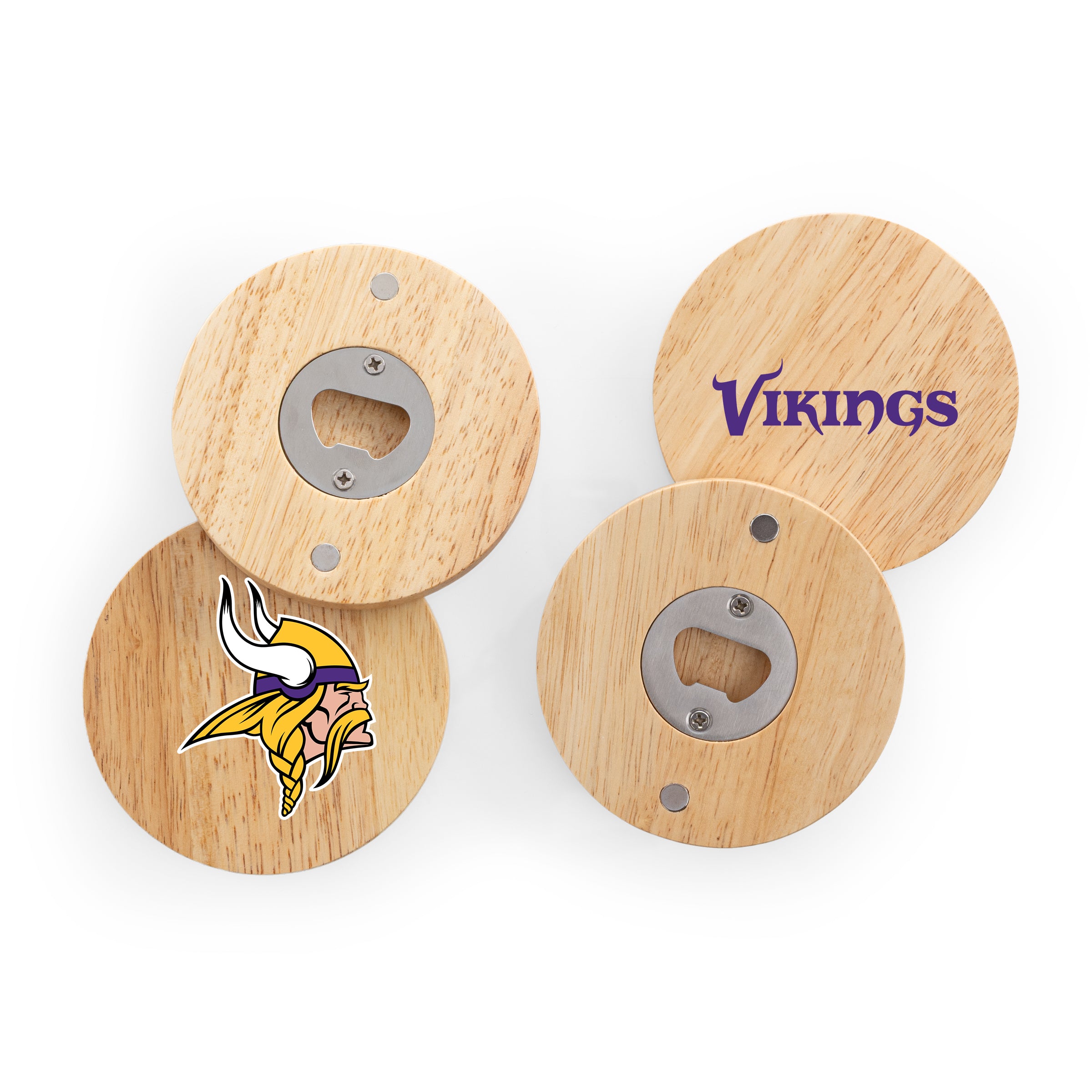 Minnesota Vikings - Coasters with Bottle Openers Set of 4