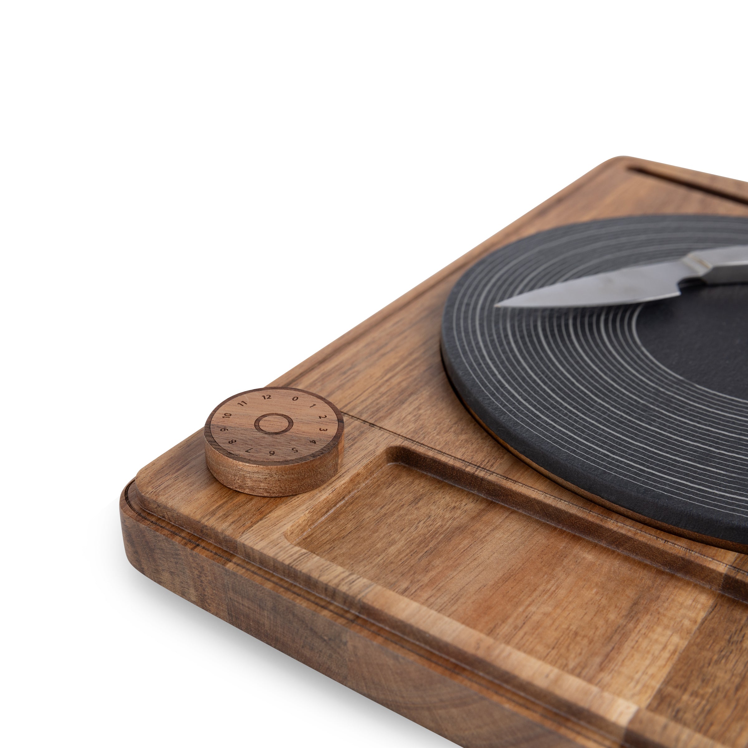 Turntable Acacia and Slate Cheese Board with Knife