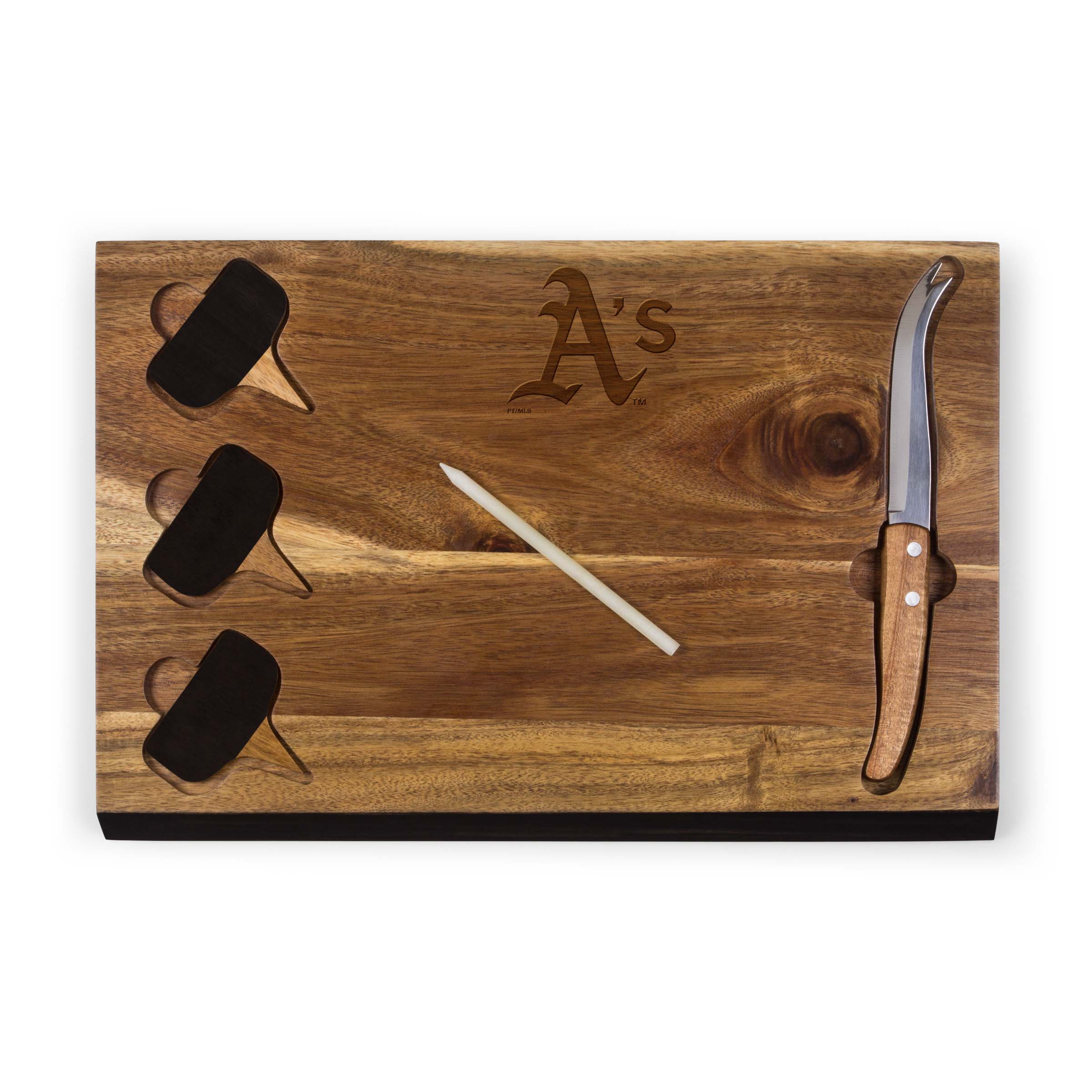 Oakland Athletics - Delio Acacia Cheese Cutting Board & Tools Set