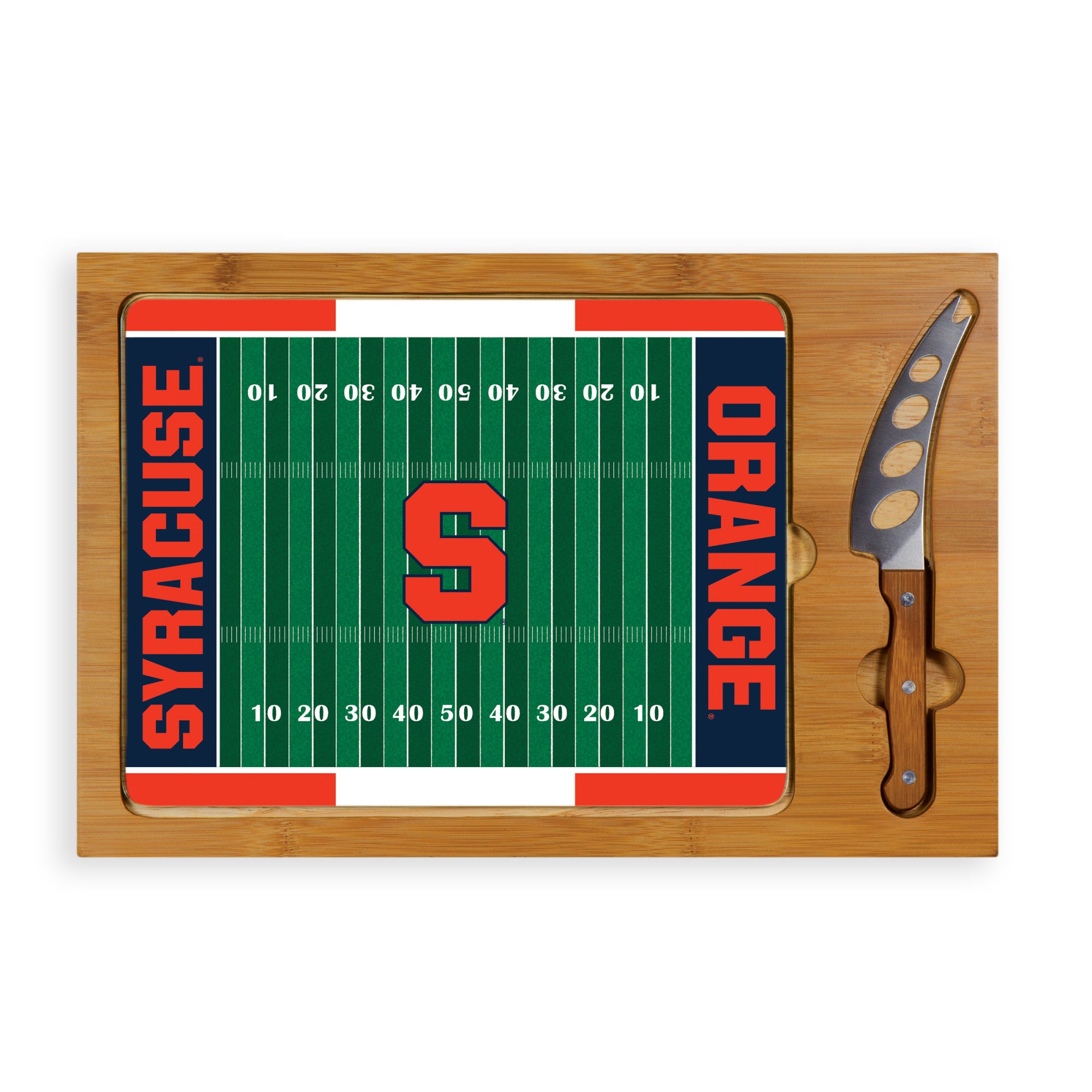 Syracuse Orange Football Field - Icon Glass Top Cutting Board & Knife Set