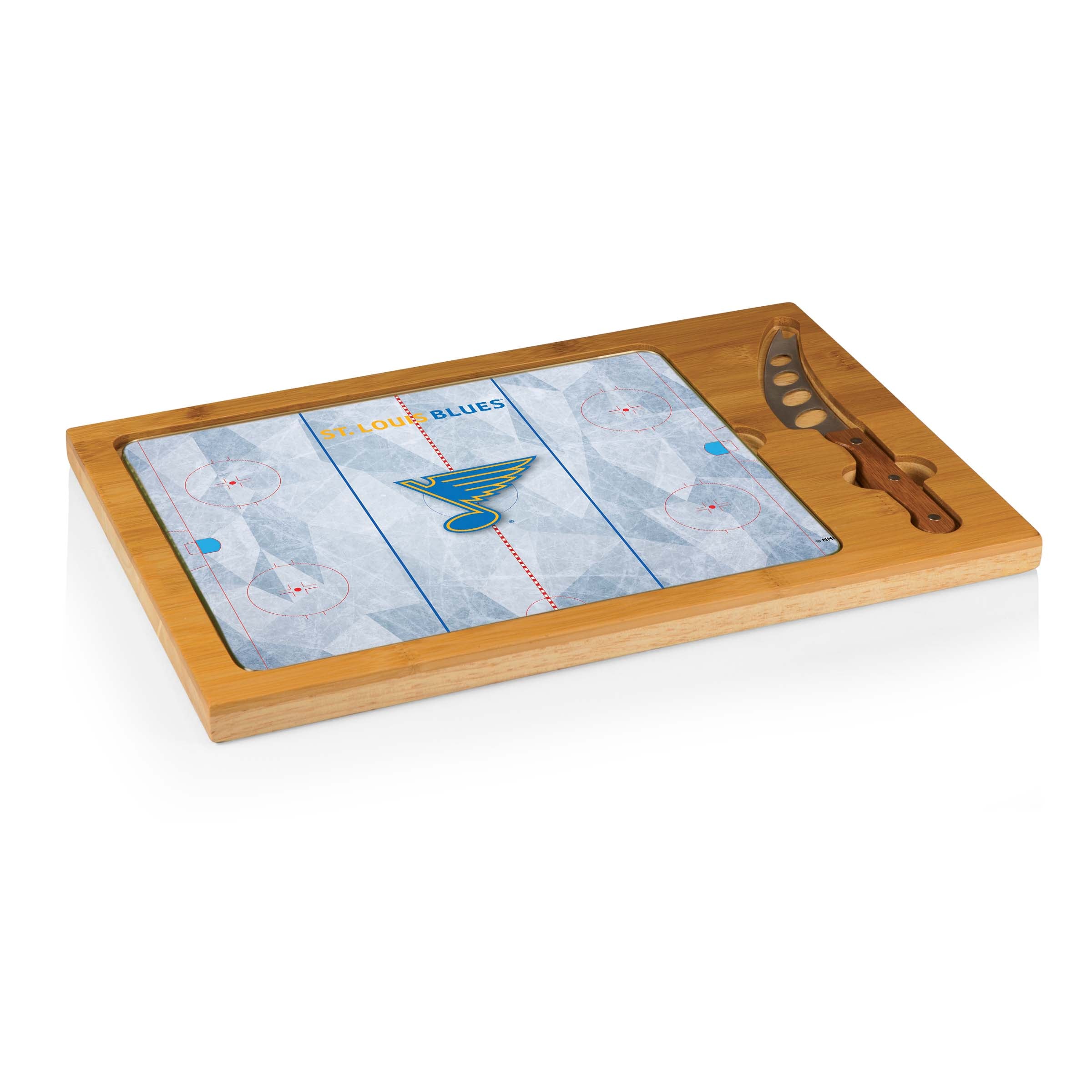 St Louis Blues Hockey Rink - Icon Glass Top Cutting Board & Knife Set