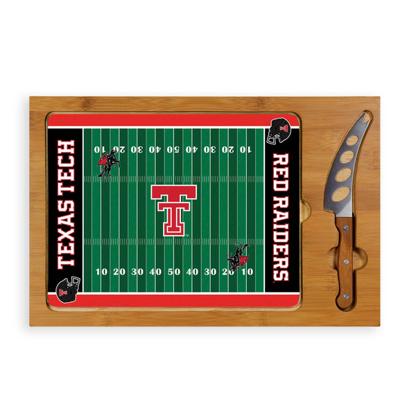 Texas Tech Red Raiders Football Field - Icon Glass Top Cutting Board & Knife Set