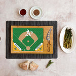 Oakland Athletics Baseball Diamond - Icon Glass Top Cutting Board & Knife Set