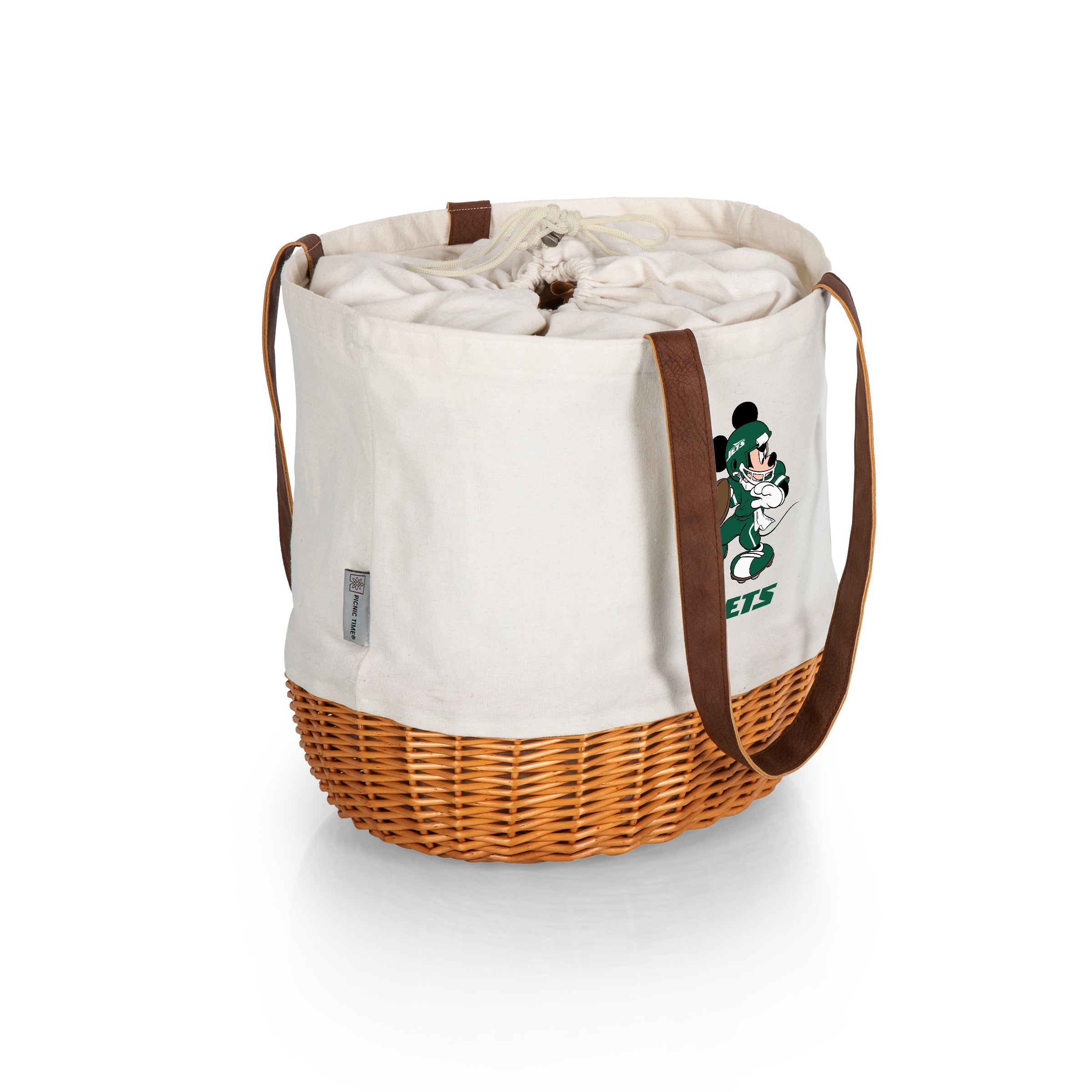 New York Jets Mickey Mouse - Coronado Canvas and Willow Basket Tote