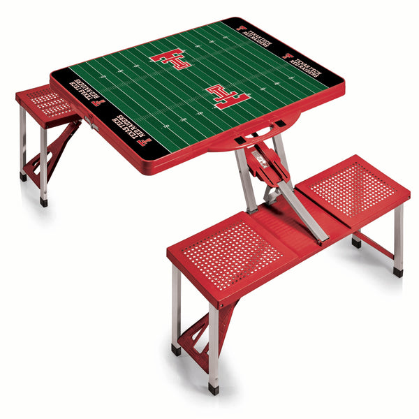 Texas Tech Red Raiders Football Field - Picnic Table Portable Folding Table with Seats