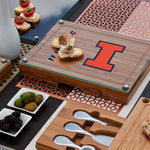 Illinois Fighting Illini - Concerto Glass Top Cheese Cutting Board & Tools Set