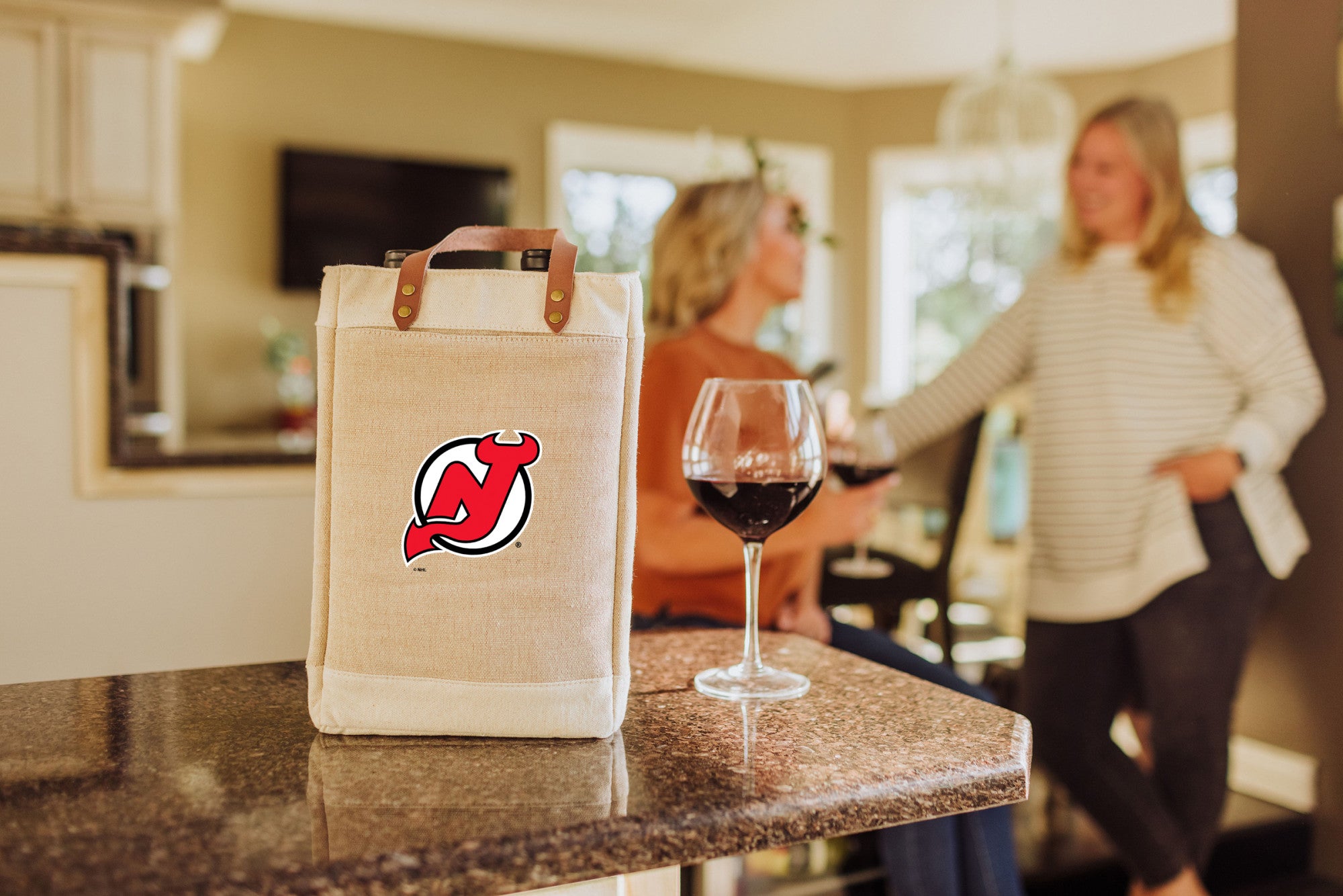 New Jersey Devils - Pinot Jute 2 Bottle Insulated Wine Bag