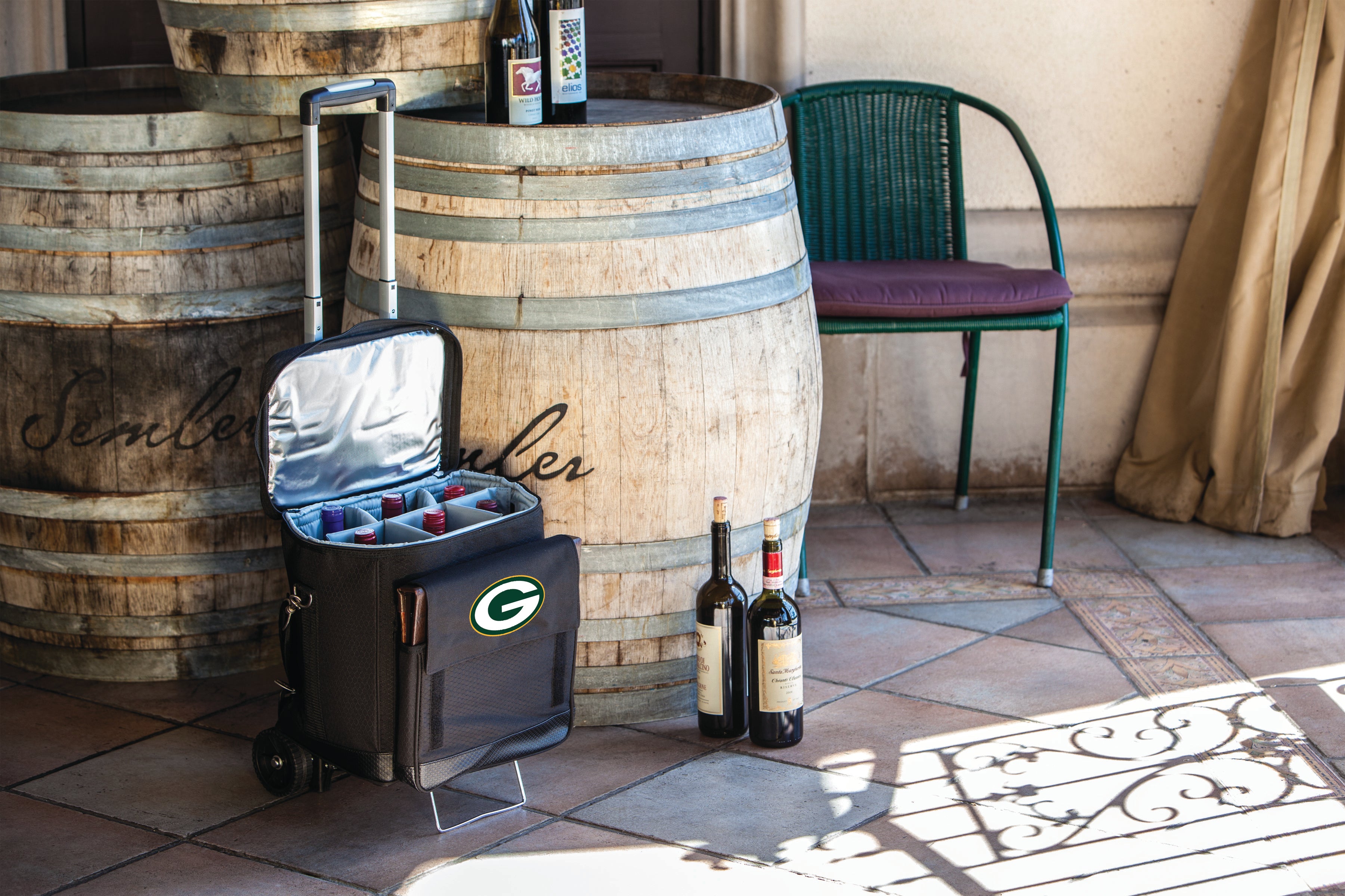 Green Bay Packers - Cellar 6-Bottle Wine Carrier & Cooler Tote with Trolley