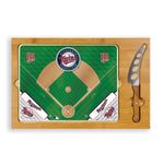 Minnesota Twins Baseball Diamond - Icon Glass Top Cutting Board & Knife Set