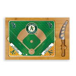 Oakland Athletics Baseball Diamond - Icon Glass Top Cutting Board & Knife Set