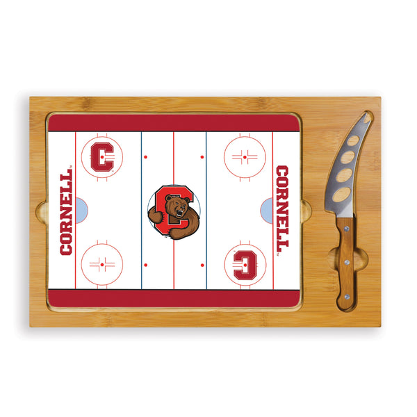 Cornell Big Red Hockey Rink - Icon Glass Top Cutting Board & Knife Set