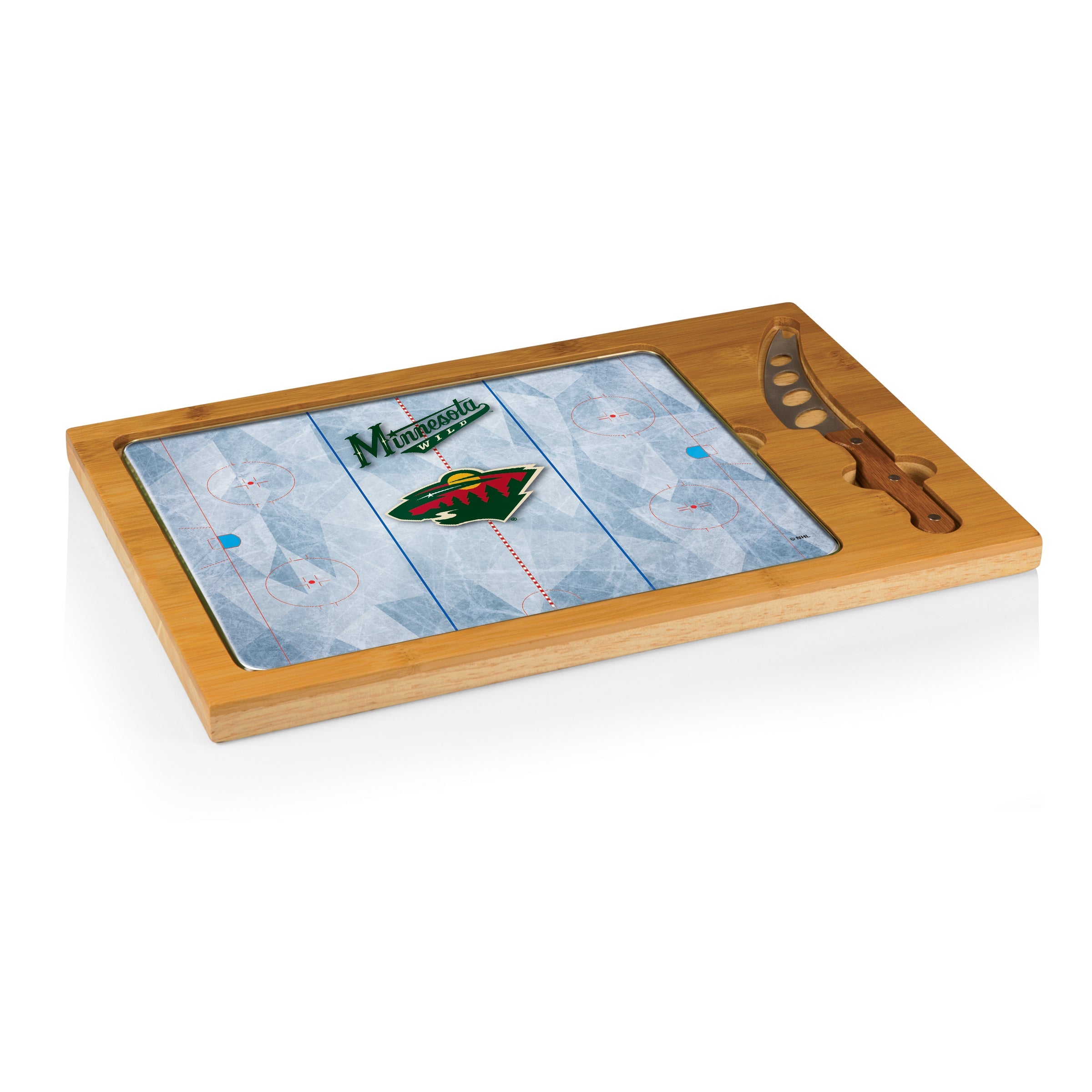 Minnesota Wild Hockey Rink - Icon Glass Top Cutting Board & Knife Set