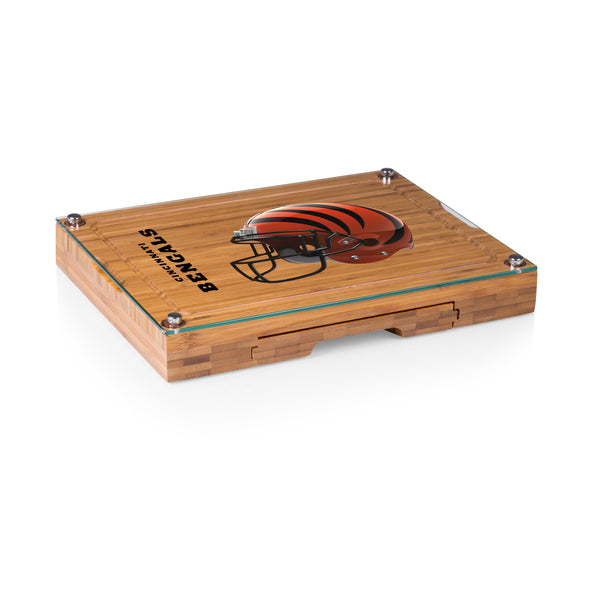 Cincinnati Bengals - Concerto Glass Top Cheese Cutting Board & Tools Set