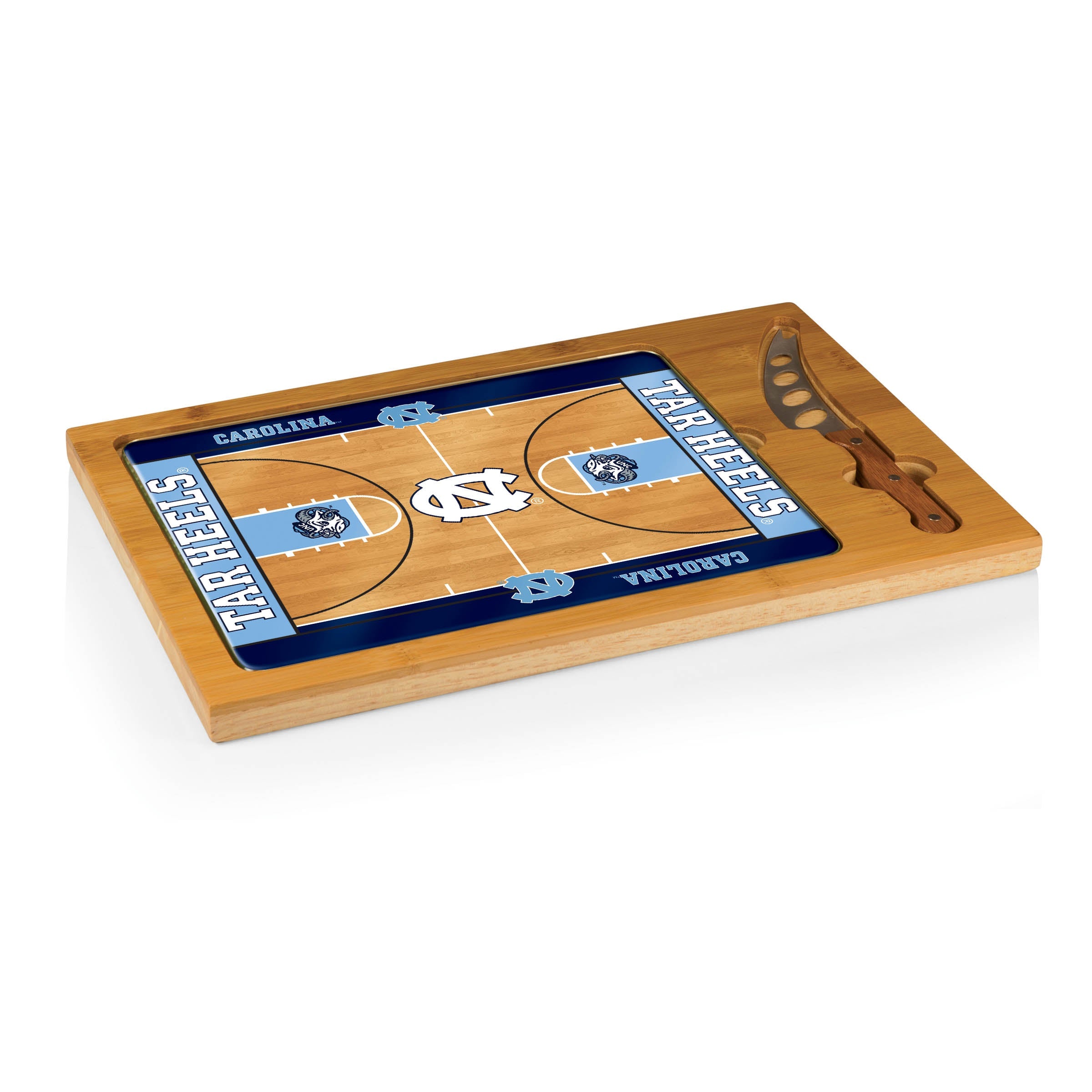 North Carolina Tar Heels Basketball Court - Icon Glass Top Cutting Board & Knife Set