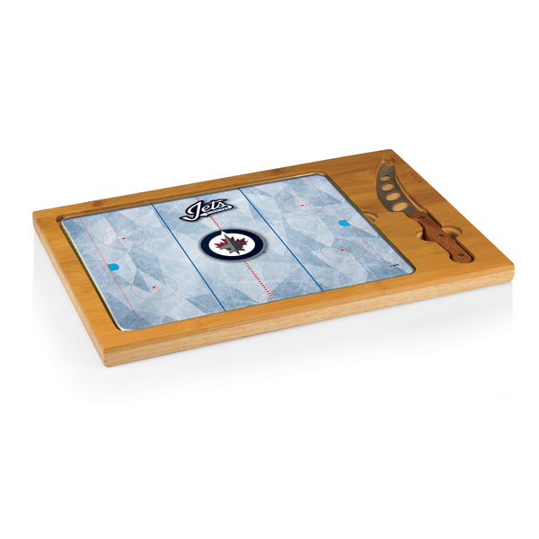 Winnipeg Jets Hockey Rink - Icon Glass Top Cutting Board & Knife Set