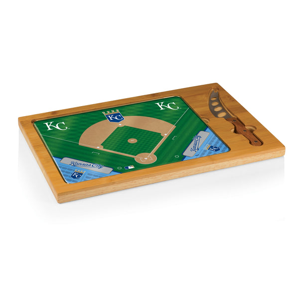 Kansas City Royals Baseball Diamond - Icon Glass Top Cutting Board & Knife Set